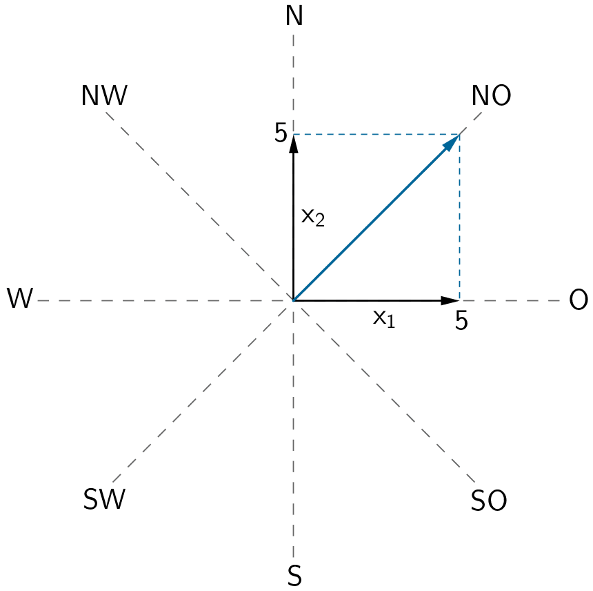 Projektion in die x₁x₂-Ebene: Richtungsvektor der Geraden g₁