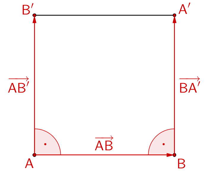 Verbindungsvektoren der Punkte A und B, A und B' sowie B und A'