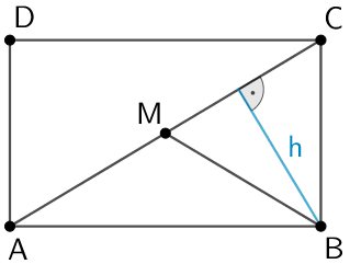 Höhe h der Dreiecke ABM und BCM