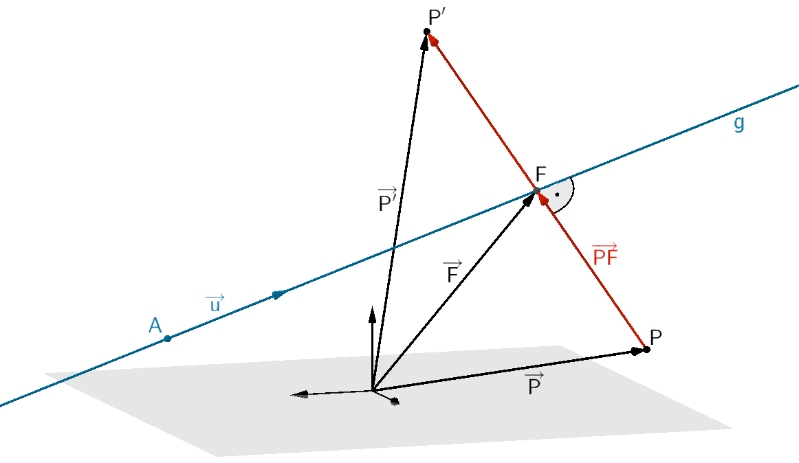 Spiegelung eines Punktes P an einer Gerade g