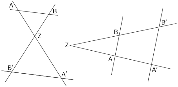 Vierstreckensätze: X-Figur, V-Figur